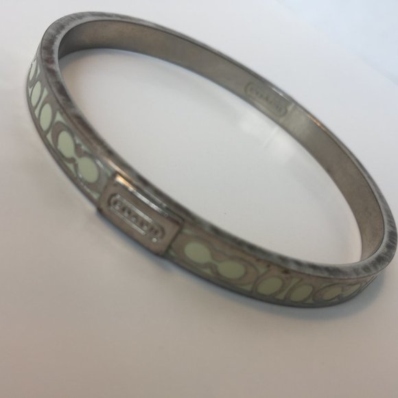 COACH Monogram Bracelet Cuff Silver/White - Picture 5 of 7